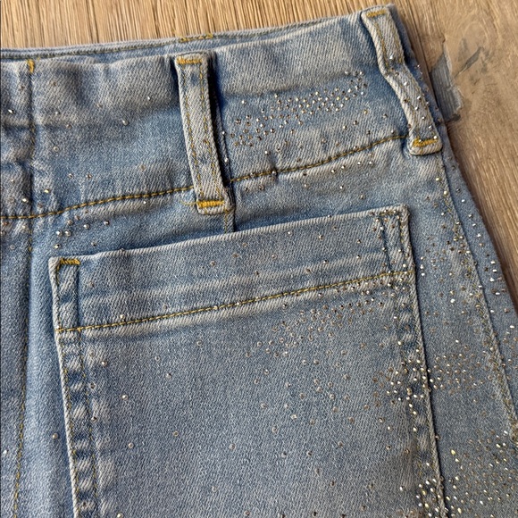 Anthropologie Maeve The Colette Cropped High-Rise Wide-Leg Jeans Sparkle Edition - Picture 3 of 4